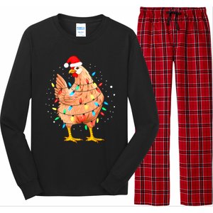 Chicken Christmas Lights Farm Animal Funny Xmas Long Sleeve Pajama Set