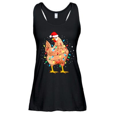 Chicken Christmas Lights Farm Animal Funny Xmas Ladies Essential Flowy Tank