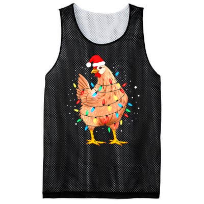 Chicken Christmas Lights Farm Animal Funny Xmas Mesh Reversible Basketball Jersey Tank