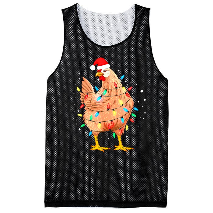 Chicken Christmas Lights Farm Animal Funny Xmas Mesh Reversible Basketball Jersey Tank