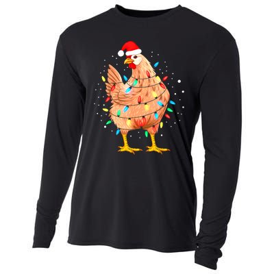 Chicken Christmas Lights Farm Animal Funny Xmas Cooling Performance Long Sleeve Crew