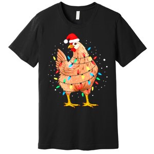 Chicken Christmas Lights Farm Animal Funny Xmas Premium T-Shirt