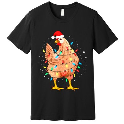 Chicken Christmas Lights Farm Animal Funny Xmas Premium T-Shirt