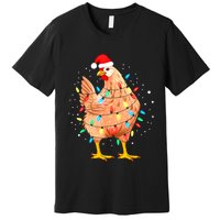Chicken Christmas Lights Farm Animal Funny Xmas Premium T-Shirt