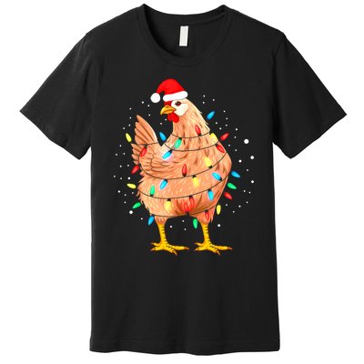 Chicken Christmas Lights Farm Animal Funny Xmas Premium T-Shirt