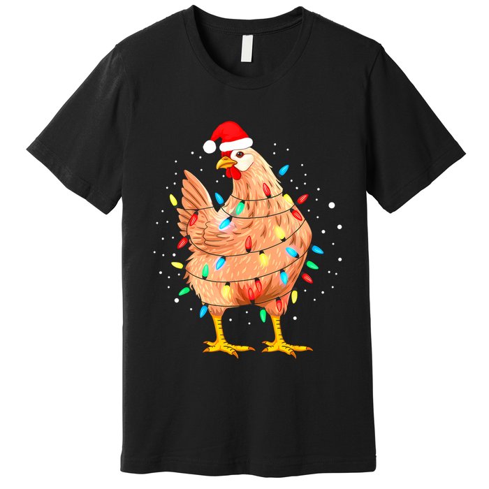 Chicken Christmas Lights Farm Animal Funny Xmas Premium T-Shirt