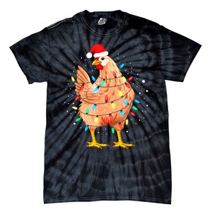 Chicken Christmas Lights Farm Animal Funny Xmas Tie-Dye T-Shirt