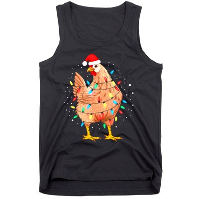 Chicken Christmas Lights Farm Animal Funny Xmas Tank Top