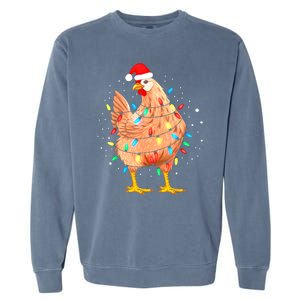 Chicken Christmas Lights Farm Animal Funny Xmas Garment-Dyed Sweatshirt