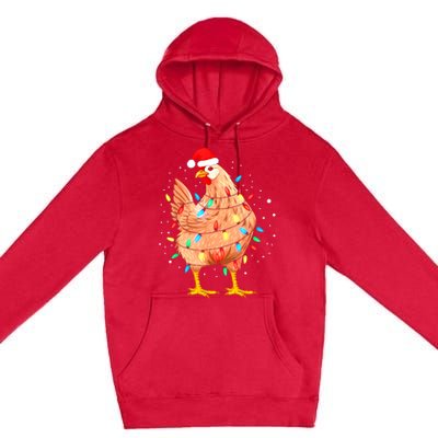 Chicken Christmas Lights Farm Animal Funny Xmas Premium Pullover Hoodie