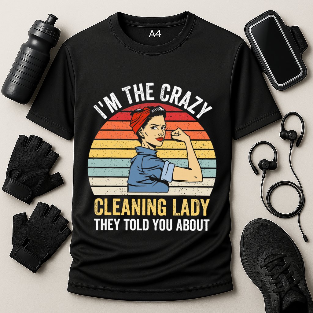 Crazy Cleaning Lady Housekeeper Housekeeping Maid Cooling Performance Crew T-Shirt