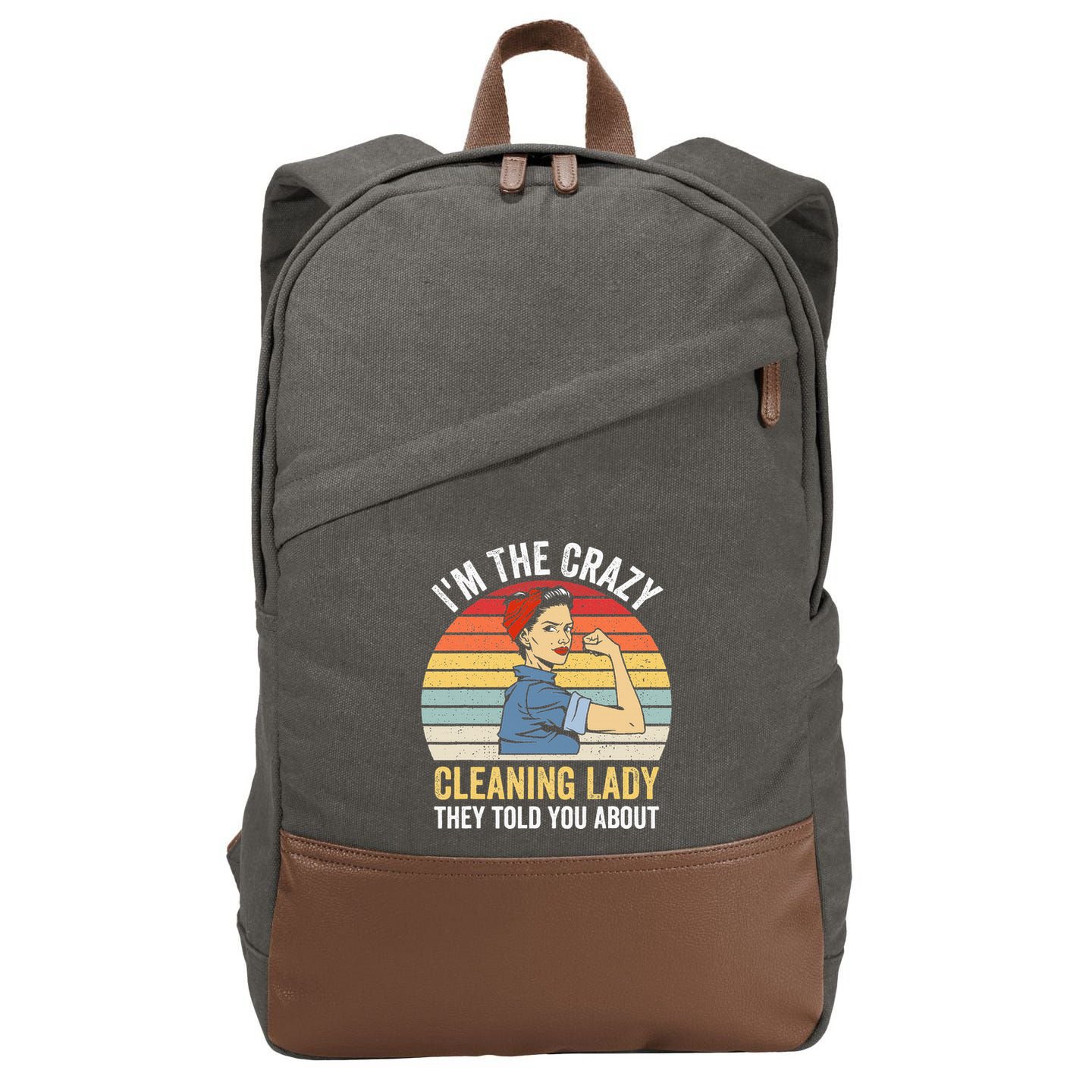 Crazy Cleaning Lady Housekeeper Housekeeping Maid Cotton Canvas Backpack