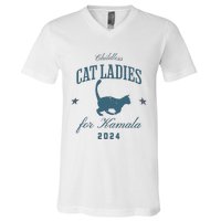 Childless Cat Ladies Against Fascism Feminist V-Neck T-Shirt