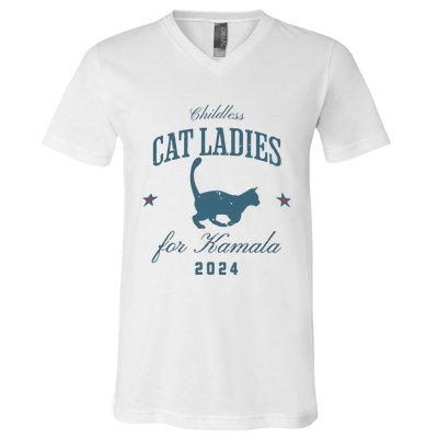 Childless Cat Ladies Against Fascism Feminist V-Neck T-Shirt