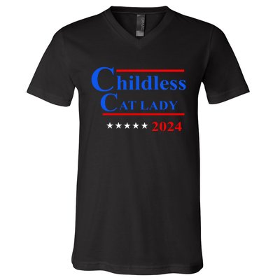 Childless Cat Lady 2024 V-Neck T-Shirt