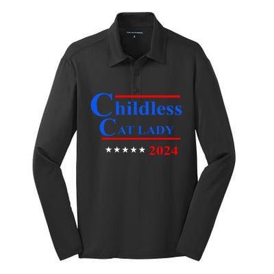 Childless Cat Lady 2024 Silk Touch Performance Long Sleeve Polo