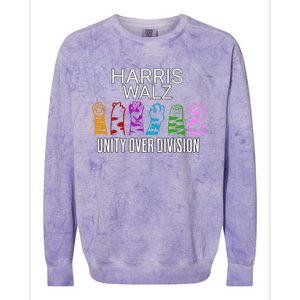 Childless Cat Lady Unity Over Division Harris 2024 Cat Hand Colorblast Crewneck Sweatshirt