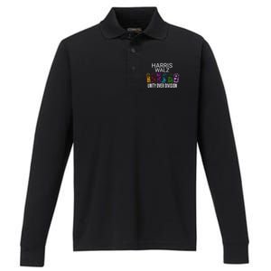 Childless Cat Lady Unity Over Division Harris 2024 Cat Hand Performance Long Sleeve Polo