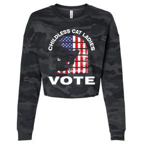 Childless Cat Ladies Vote Retro Cropped Pullover Crew