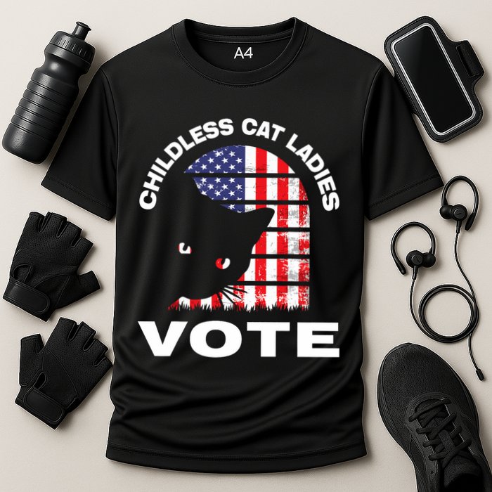 Childless Cat Ladies Vote Retro Cooling Performance Crew T-Shirt