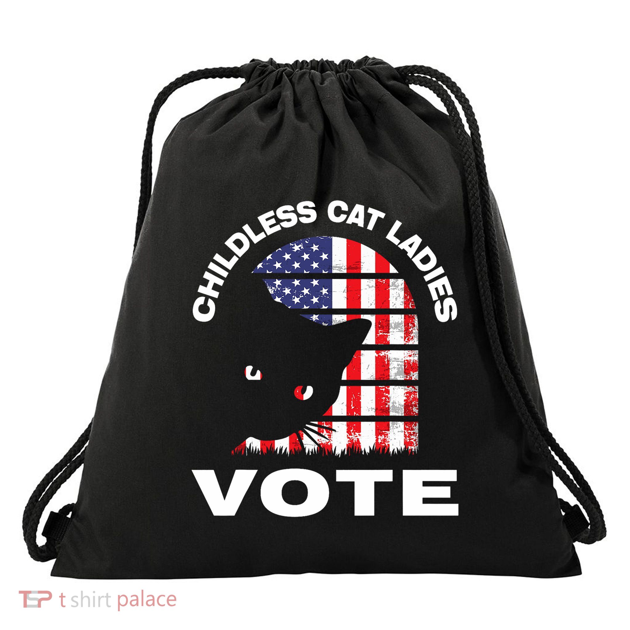 Childless Cat Ladies Vote Retro Drawstring Bag