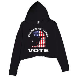 Childless Cat Ladies Vote Retro Crop Fleece Hoodie