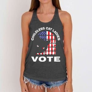 Childless Cat Ladies Vote Retro Women's Knotted Racerback Tank