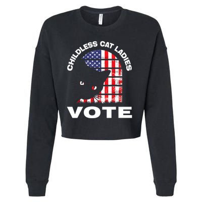 Childless Cat Ladies Vote Retro Cropped Pullover Crew