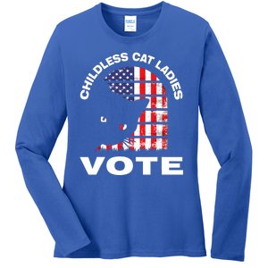 Childless Cat Ladies Vote Retro Ladies Long Sleeve Shirt