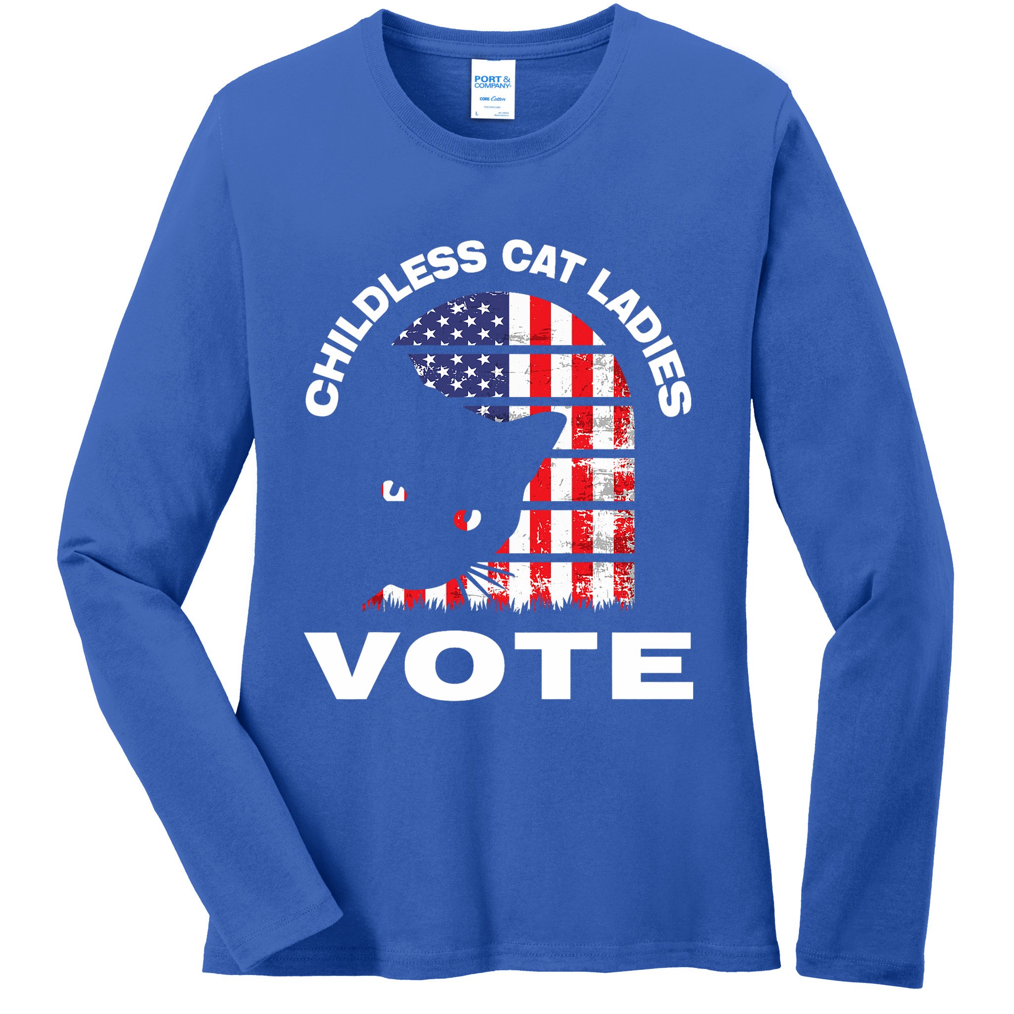 Childless Cat Ladies Vote Retro Ladies Long Sleeve Shirt