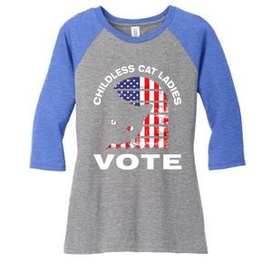 Childless Cat Ladies Vote Retro Women's Tri-Blend 3/4-Sleeve Raglan Shirt