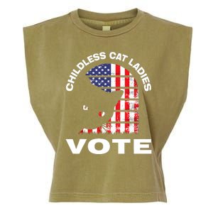 Childless Cat Ladies Vote Retro Garment-Dyed Women's Muscle Tee