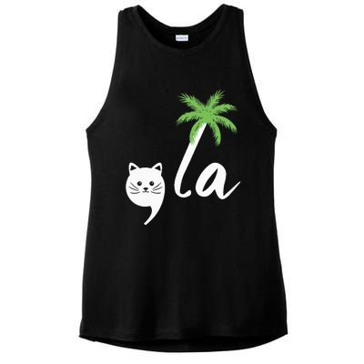 Coconut Comma La Childless Cat Lady 2024 Ladies PosiCharge Tri-Blend Wicking Tank