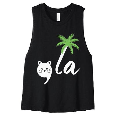 Coconut Comma La Childless Cat Lady 2024 Women's Racerback Cropped Tank