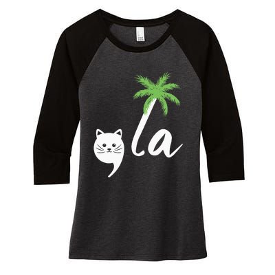 Coconut Comma La Childless Cat Lady 2024 Women's Tri-Blend 3/4-Sleeve Raglan Shirt