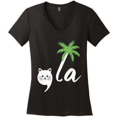 Coconut Comma La Childless Cat Lady 2024 Women's V-Neck T-Shirt