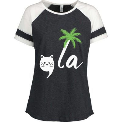 Coconut Comma La Childless Cat Lady 2024 Enza Ladies Jersey Colorblock Tee