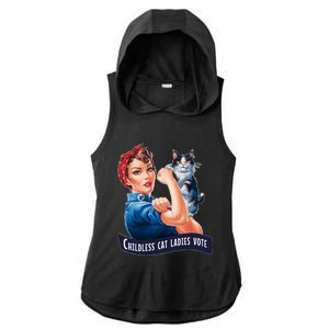 Childless Cat Ladies Vote Rosie The Riveter Ladies PosiCharge Tri-Blend Wicking Draft Hoodie Tank