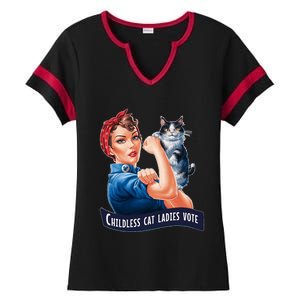 Childless Cat Ladies Vote Rosie The Riveter Ladies Halftime Notch Neck Tee