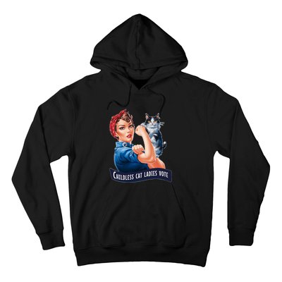 Childless Cat Ladies Vote Rosie The Riveter Hoodie