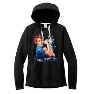 Childless Cat Ladies Vote Rosie The Riveter Women's Fleece Hoodie