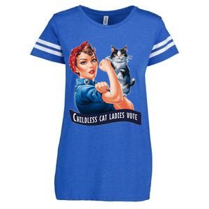 Childless Cat Ladies Vote Rosie The Riveter Enza Ladies Jersey Football T-Shirt