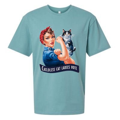 Childless Cat Ladies Vote Rosie The Riveter Sueded Cloud Jersey T-Shirt