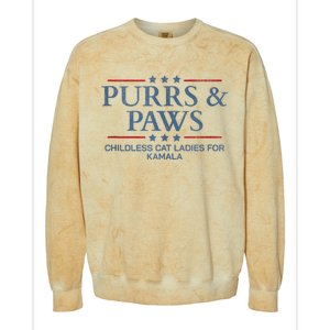 Childless Cat Lady 2024 Ladies Voting Kamala Purrs And Paws Colorblast Crewneck Sweatshirt