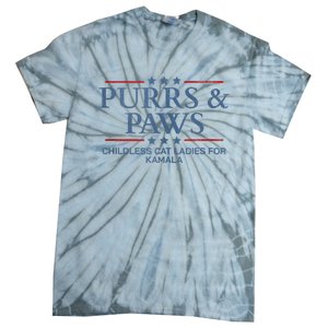 Childless Cat Lady 2024 Ladies Voting Kamala Purrs And Paws Tie-Dye T-Shirt