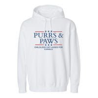 Childless Cat Lady 2024 Ladies Voting Kamala Purrs And Paws Garment-Dyed Fleece Hoodie