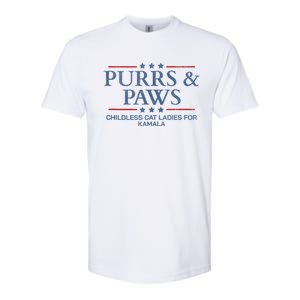 Childless Cat Lady 2024 Ladies Voting Kamala Purrs And Paws Softstyle CVC T-Shirt