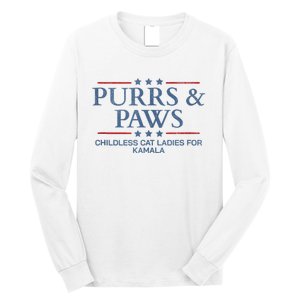 Childless Cat Lady 2024 Ladies Voting Kamala Purrs And Paws Long Sleeve Shirt