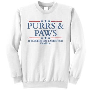 Childless Cat Lady 2024 Ladies Voting Kamala Purrs And Paws Sweatshirt