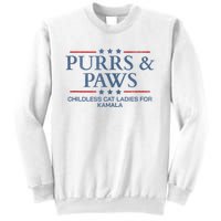 Childless Cat Lady 2024 Ladies Voting Kamala Purrs And Paws Sweatshirt